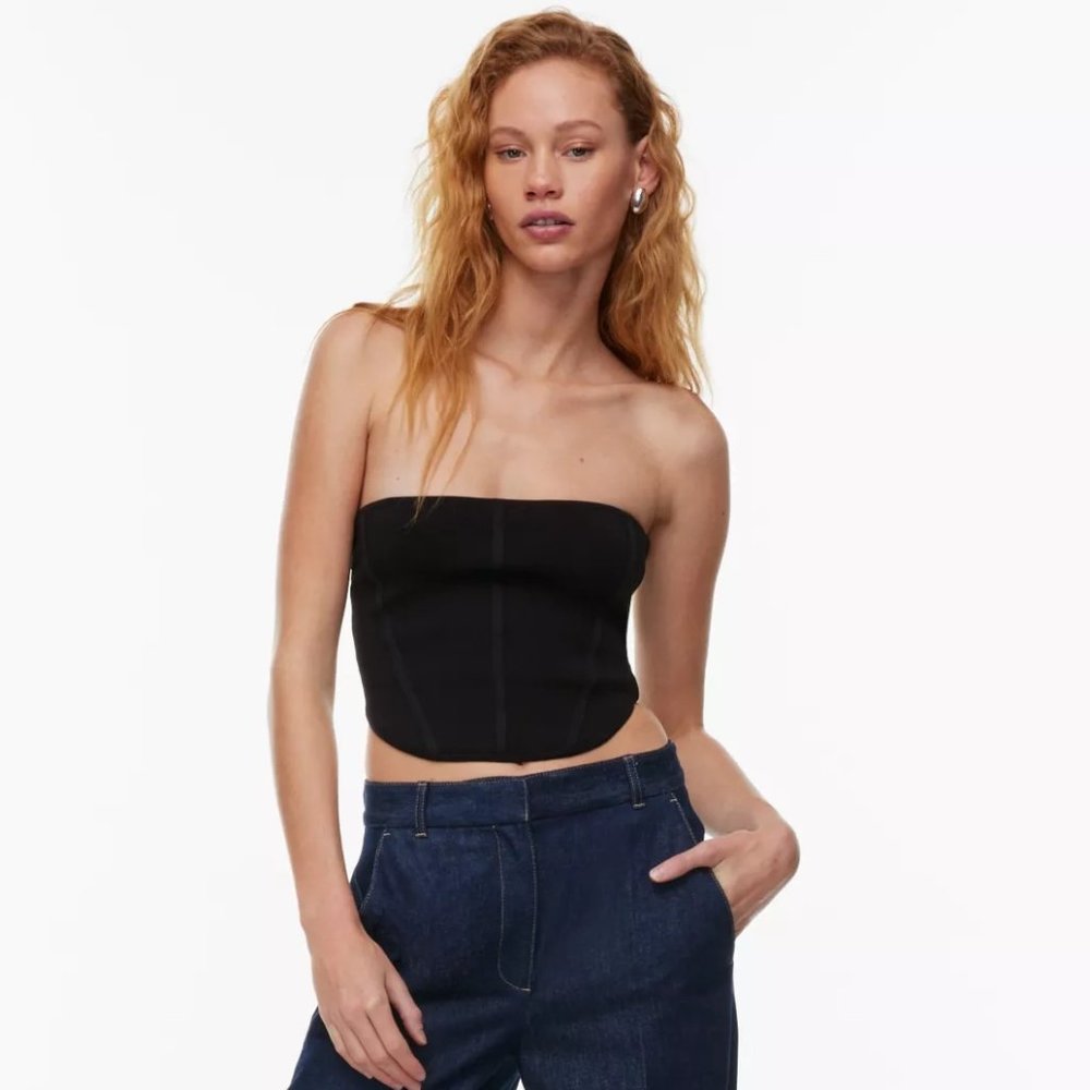 NWT BLACK SCULPT KNIT BUSTIER TUBE TOP